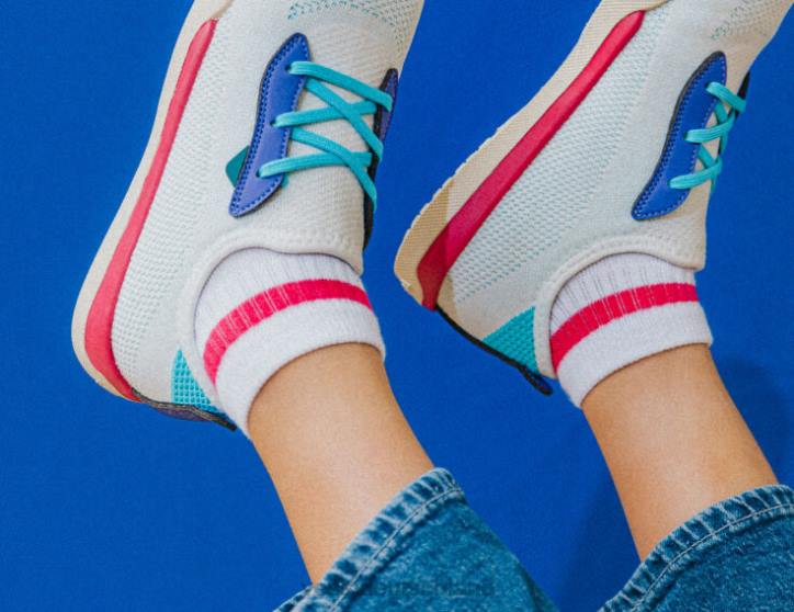 Grau, Rosa auf Weiß, Türkis auf Weiß, Lila auf Weiß, Schwarz, Weiß Vessi Mid-Crew-Socken B4JF8